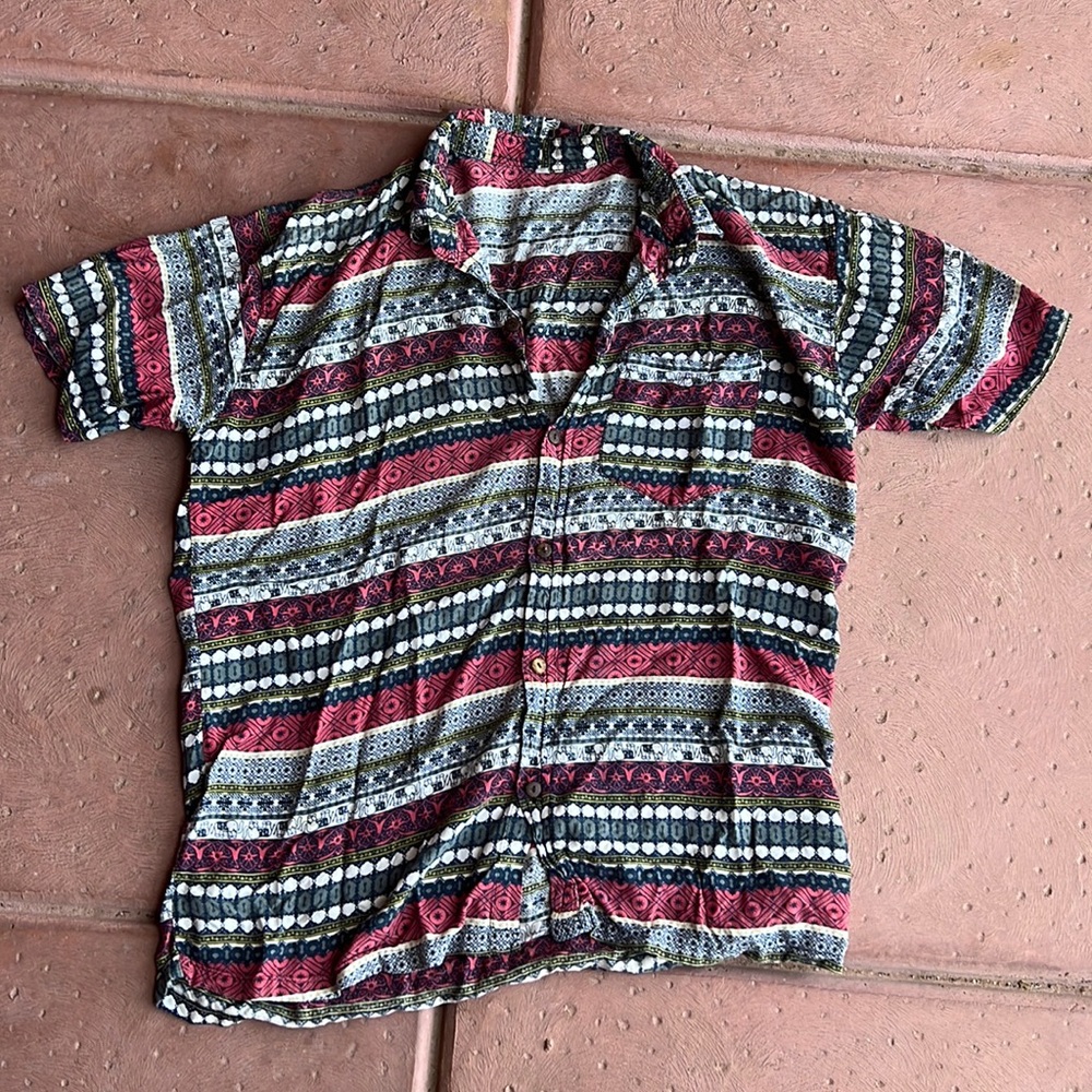 Mens medium button up casual party shirt